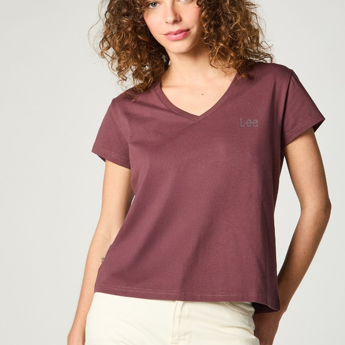 LEE - Polera Mujer Relaxed Neck Burgundy