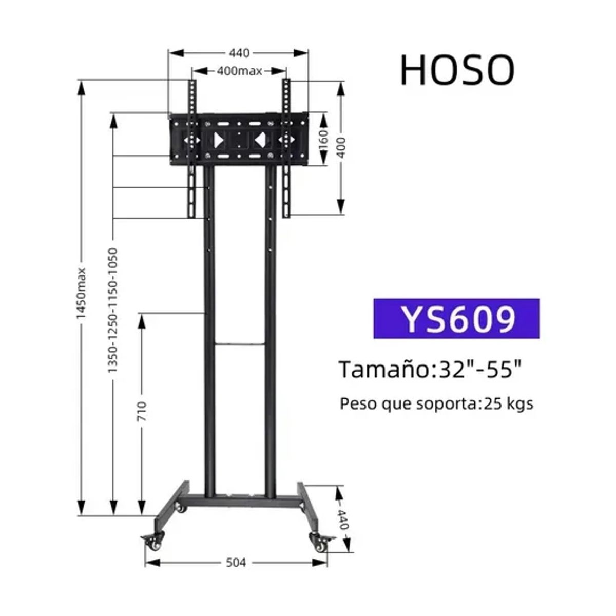 GENERICO - Soporte Tv Inclinación Regulación 32 a 55 Pulgadas Con Ruedas