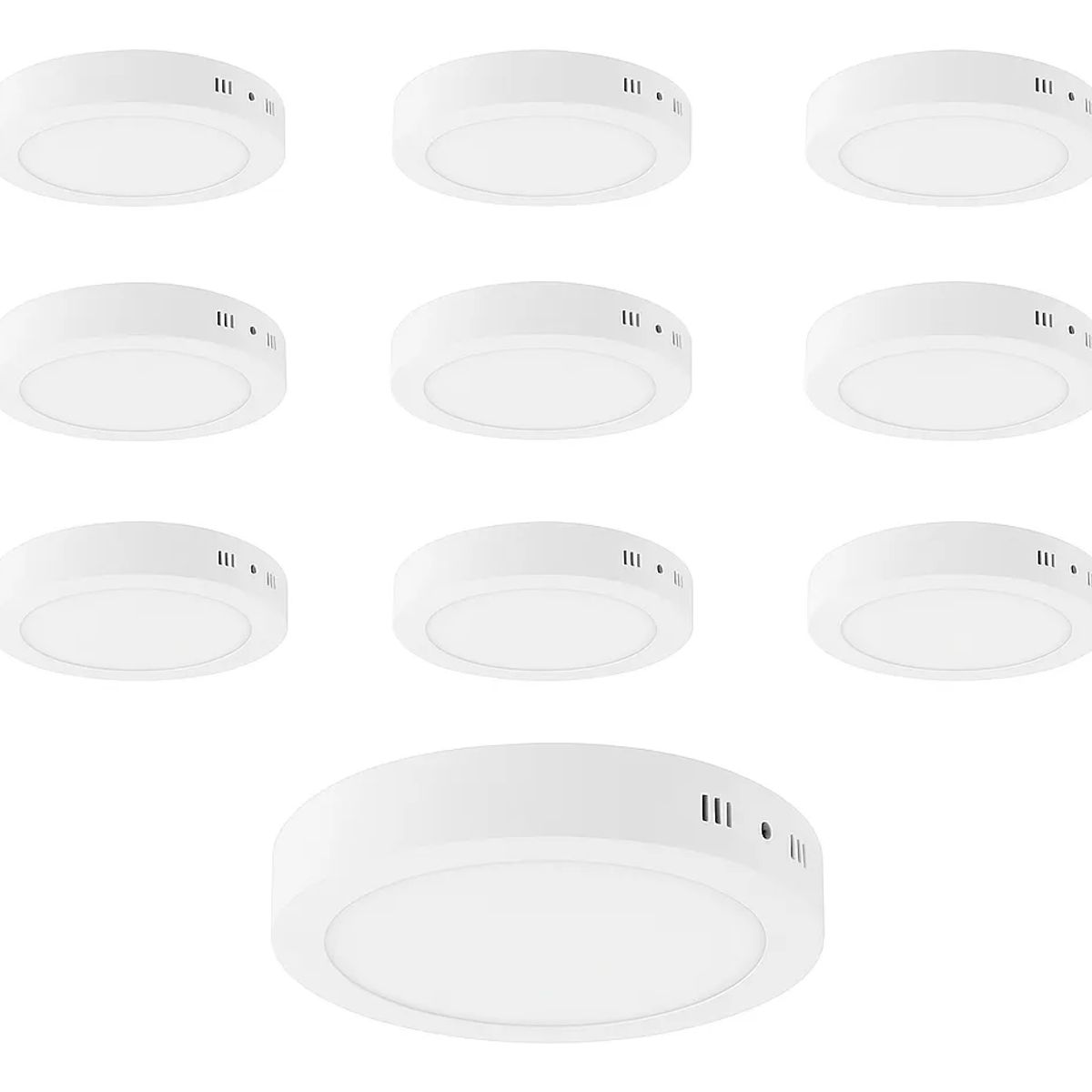 WANT - Pack 10 Panel Luz Fria Led Sobrepuesto Redondo 12w