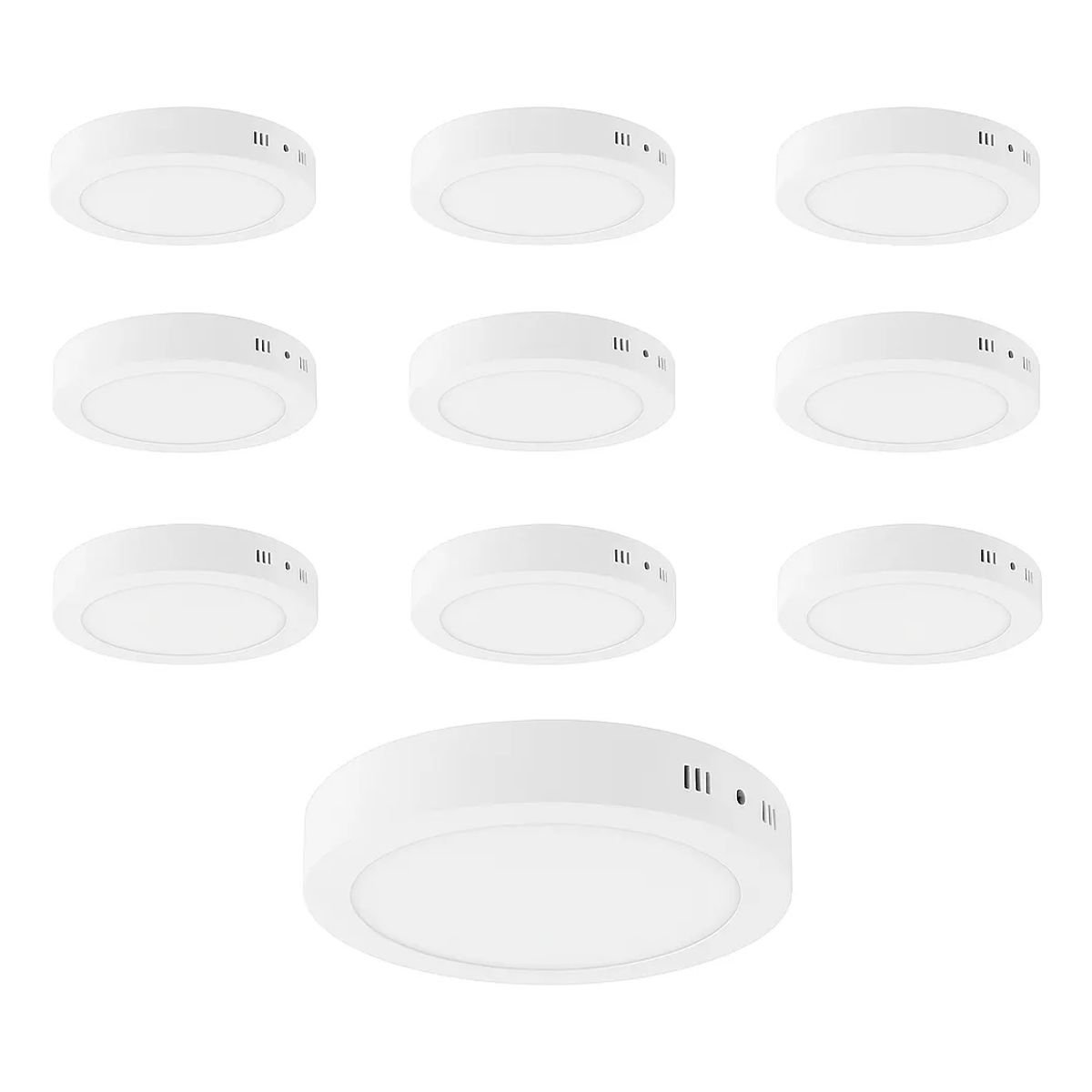 WANT - Pack 10 Panel Luz Fria Led Sobrepuesto Redondo 12w