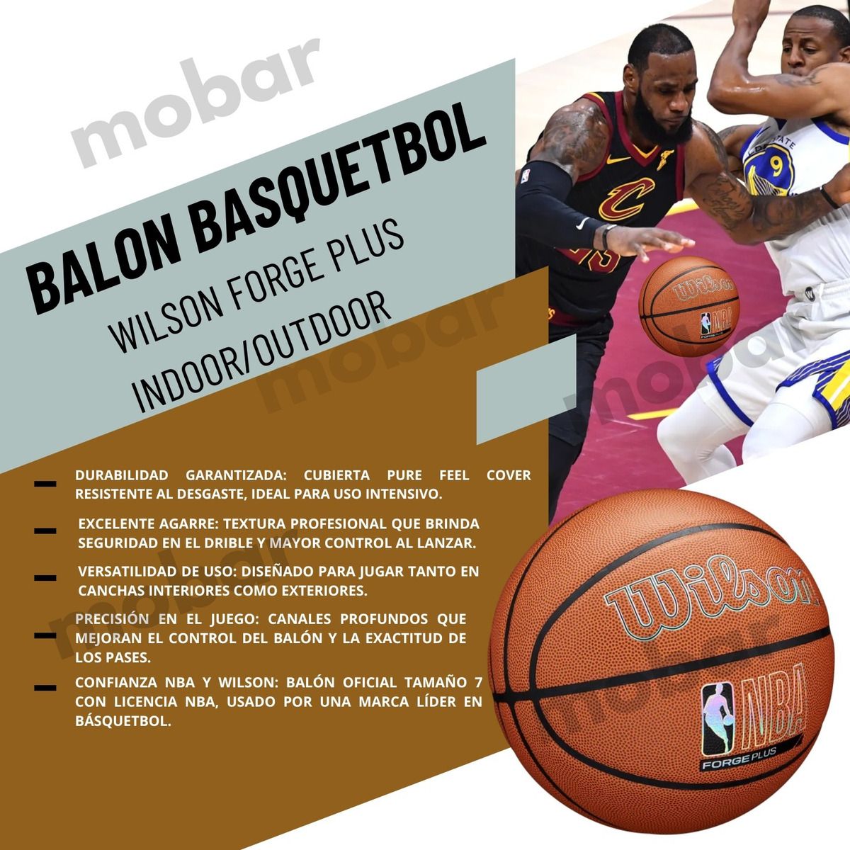 WILSON - Balon Basquetbol Pelota Basketball 7 Wilson Nba Forge Plus