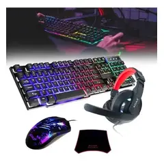 GENERICO - Set Gamer Con Mouse Pad Audífonos Teclado Y Mouse Gamer