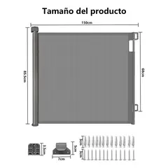 GENERICO - Reja seguridad escalera puerta bebe mascotas 150cm
