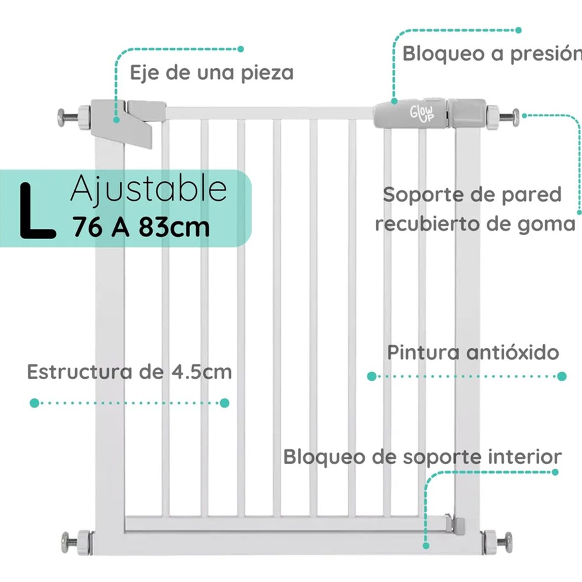 GENERICO - Reja seguridad escalera puerta bebe mascotas glowup color blanco