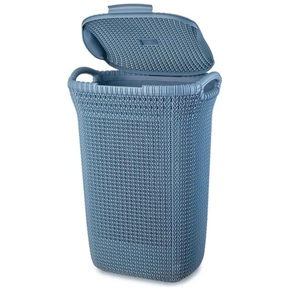 GENERICO - Cesto ropa sucia Khipu 60l con tapa color azul acero