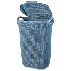 GENERICO - Cesto ropa sucia Khipu 60l con tapa color azul acero