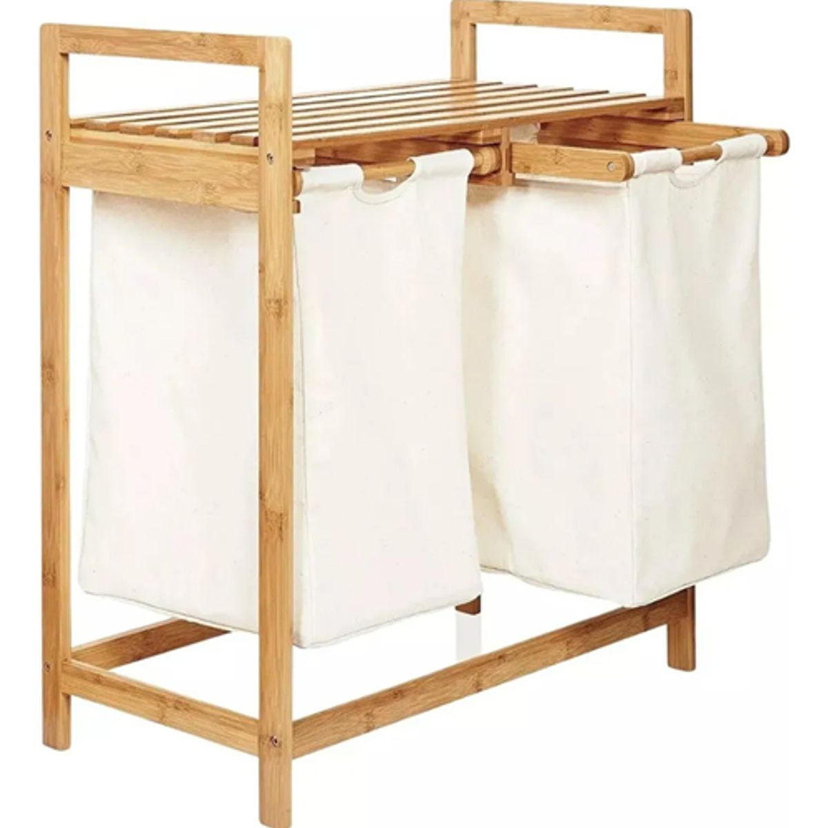 GENERICO - Cesta ropa sucia soporte bambú 73cm