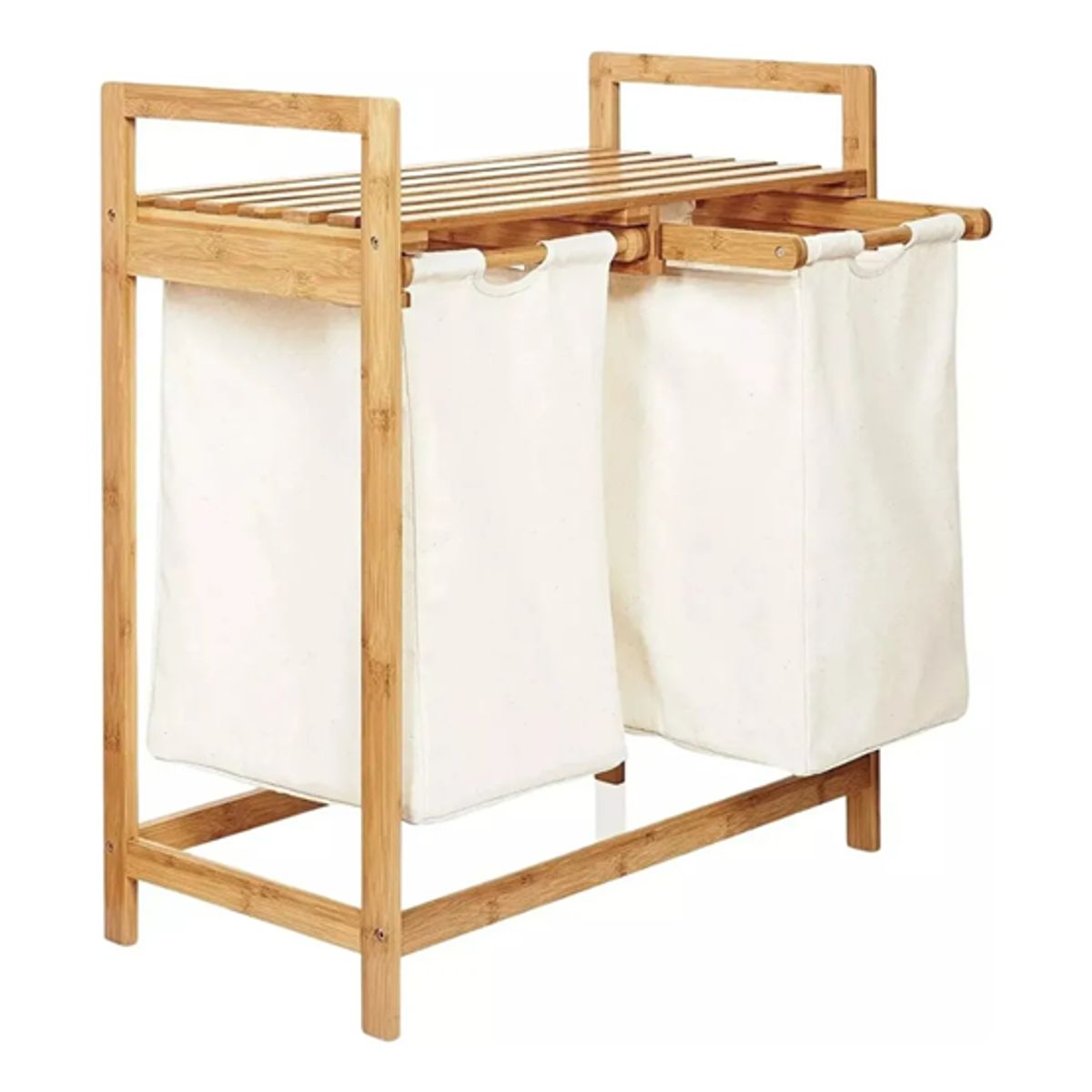 GENERICO - Cesta ropa sucia soporte bambú 73cm