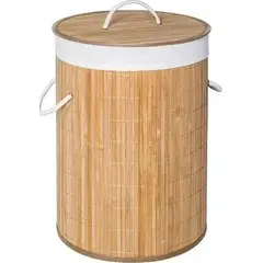 GENERICO - Canasto ropa bambú redondo color marrón