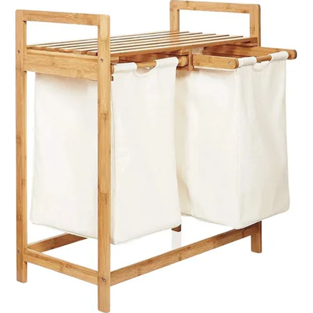 GENERICO - Cesta ropa sucia con soporte bambú