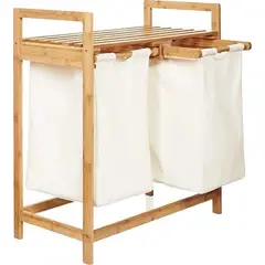 GENERICO - Cesta ropa sucia con soporte bambú