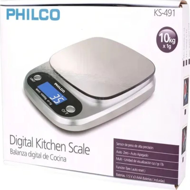 GENERICO - Balanza digital Philco ks491 cocina 10kg color plateado