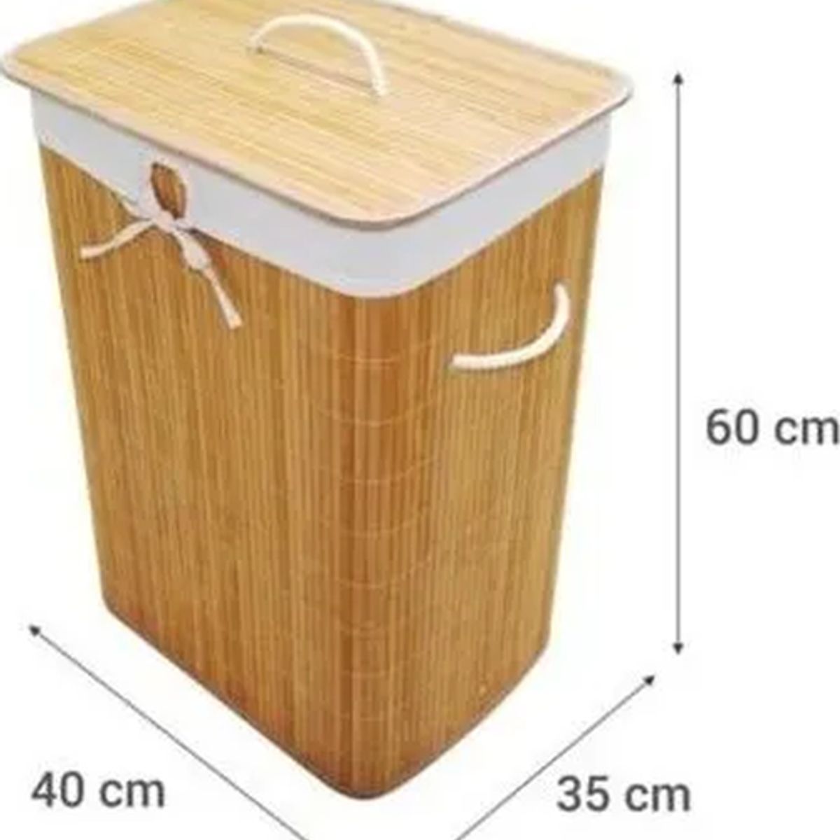 GENERICO - Cesto ropa rectangular bambú natural