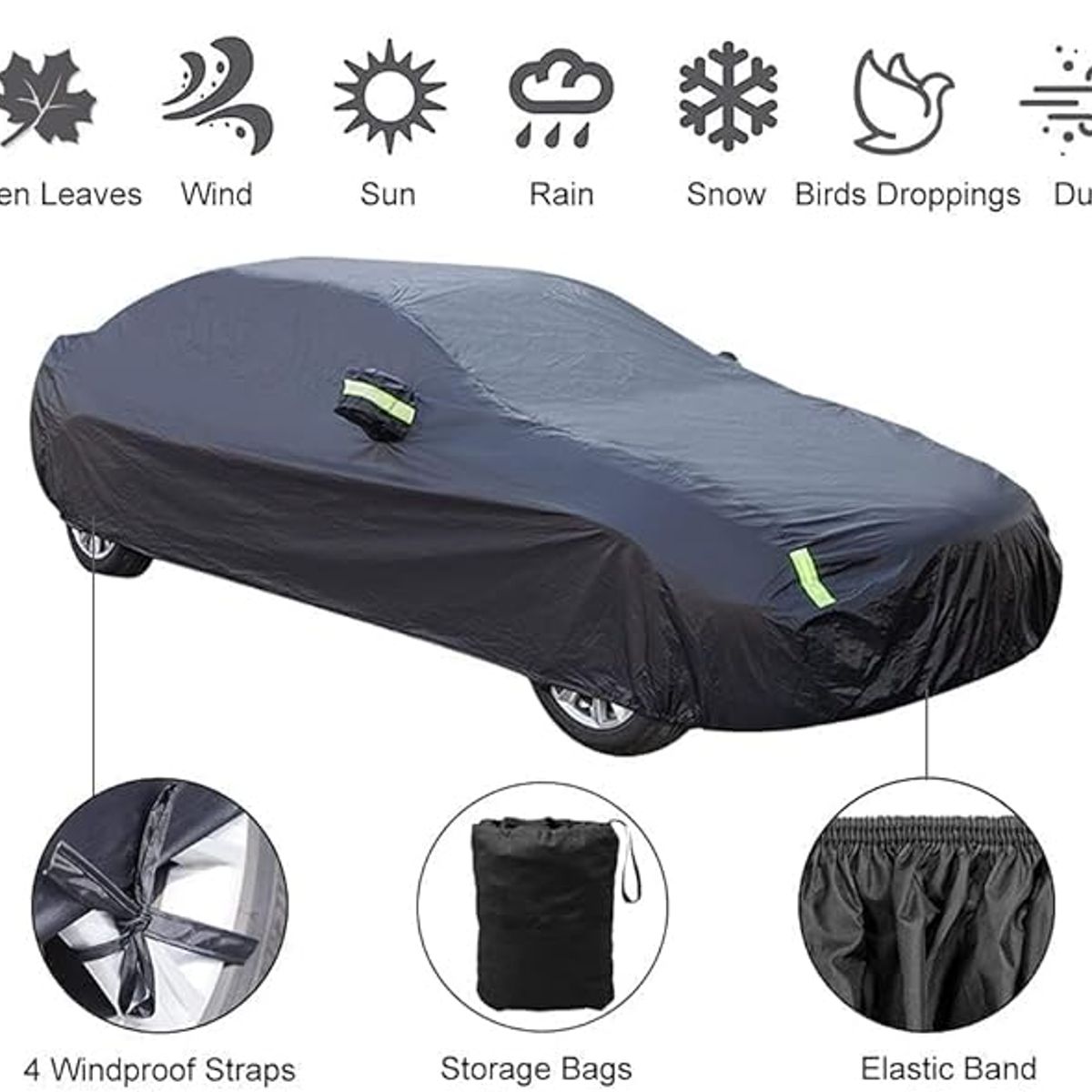 GENERICO - Carpa funda auto gruesa impermeable xl color negro