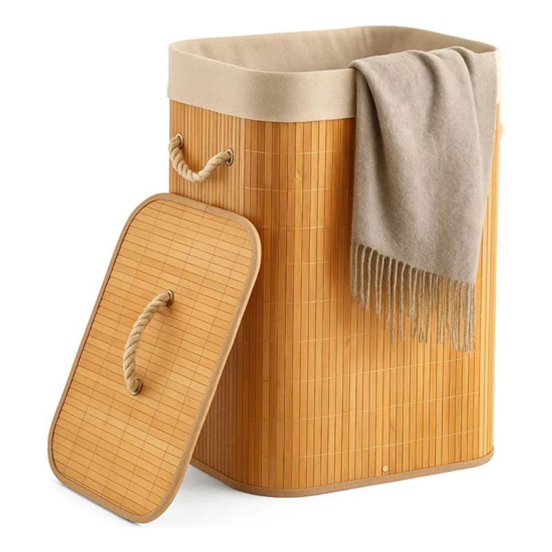 GENERICO - Cesto ropa tapa plegable color bambú