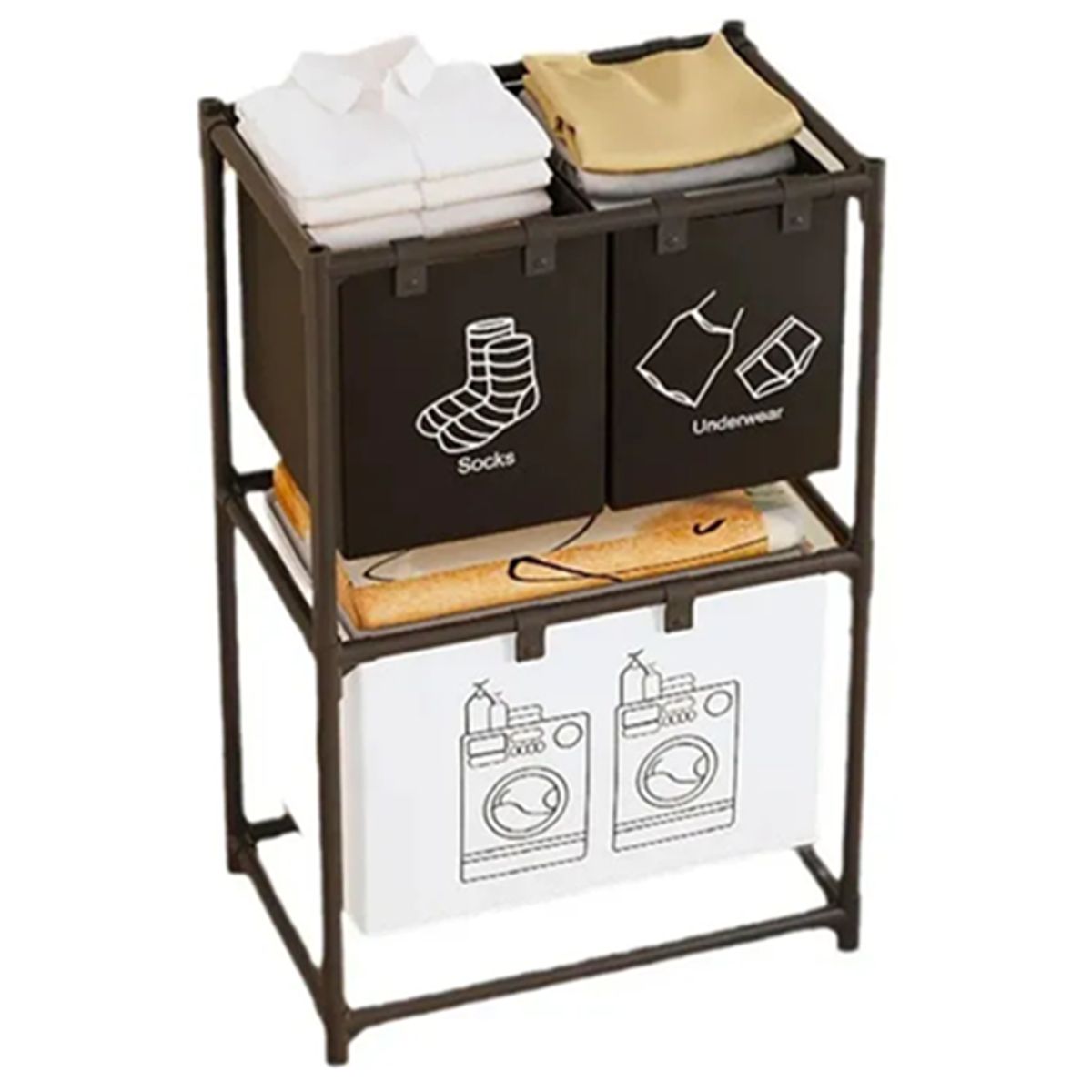 GENERICO - Cesta ropa sucia 3 compartimentos baño