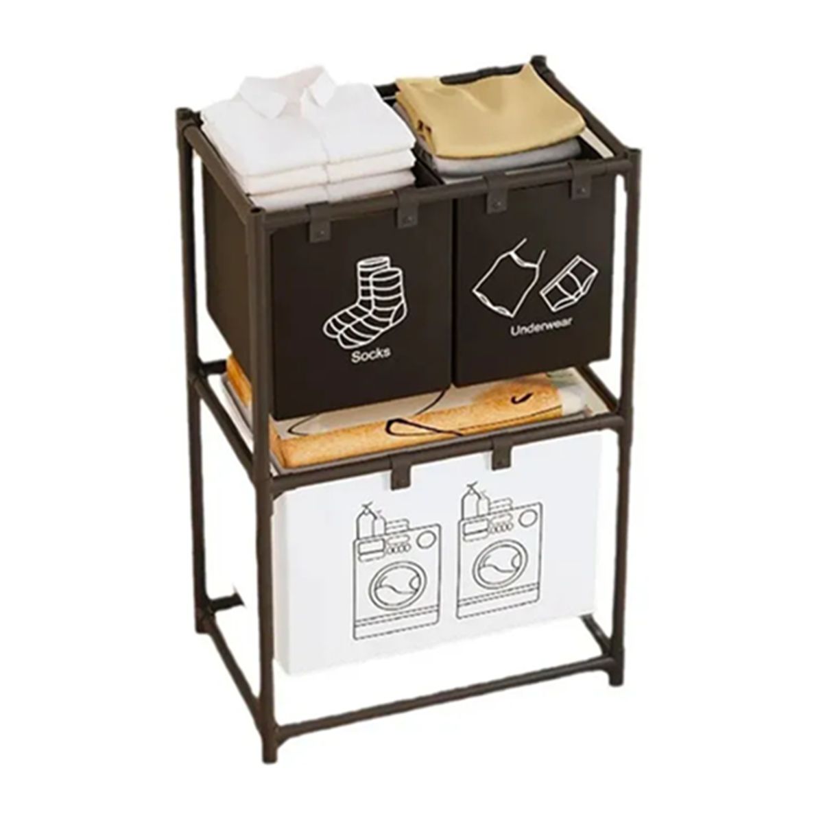 GENERICO - Cesta ropa sucia 3 compartimentos baño