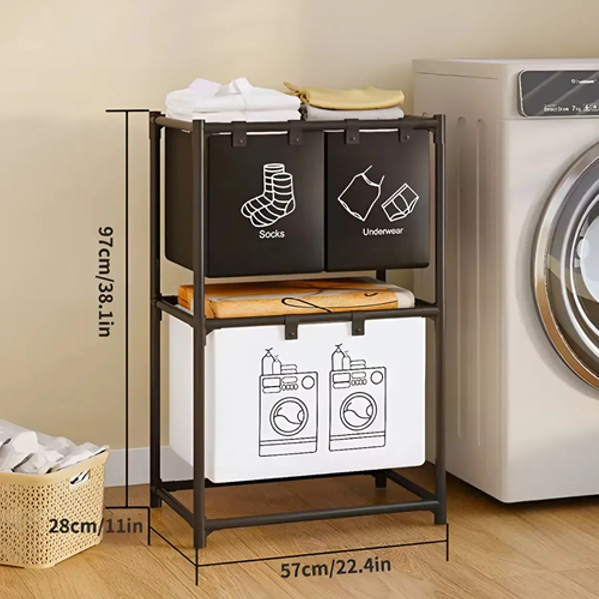 GENERICO - Cesta ropa sucia 3 compartimentos baño