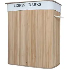 GENERICO - Canasto ropa sucia bambú doble con tapa 60l