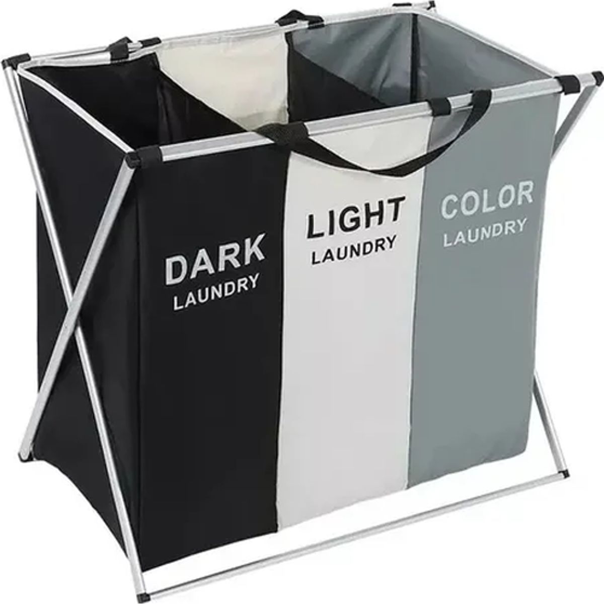 GENERICO - Pack 2 cestos ropa sucia 3 compartimentos color negro