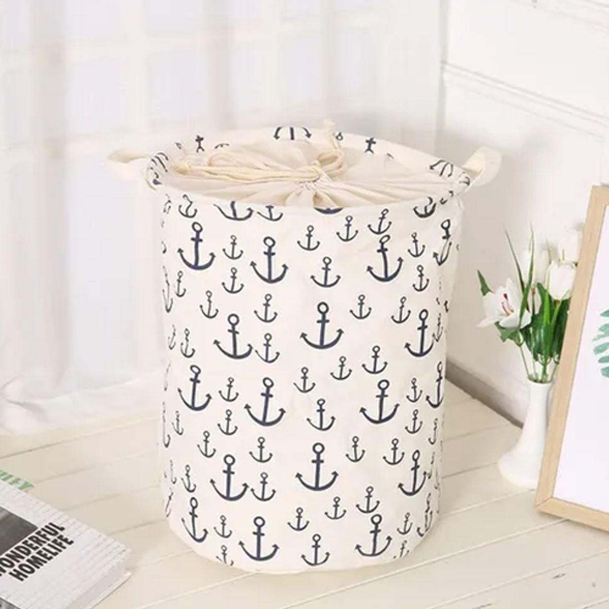 GENERICO - Canasto ropa sucia plegable diseño ancla
