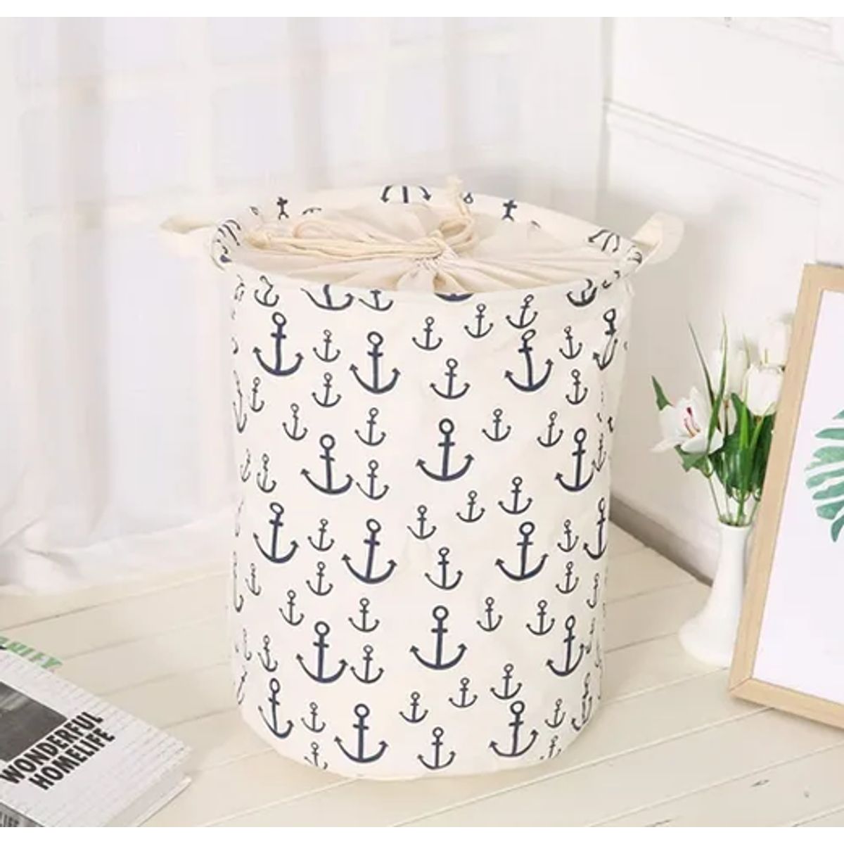 GENERICO - Canasto ropa sucia plegable diseño ancla