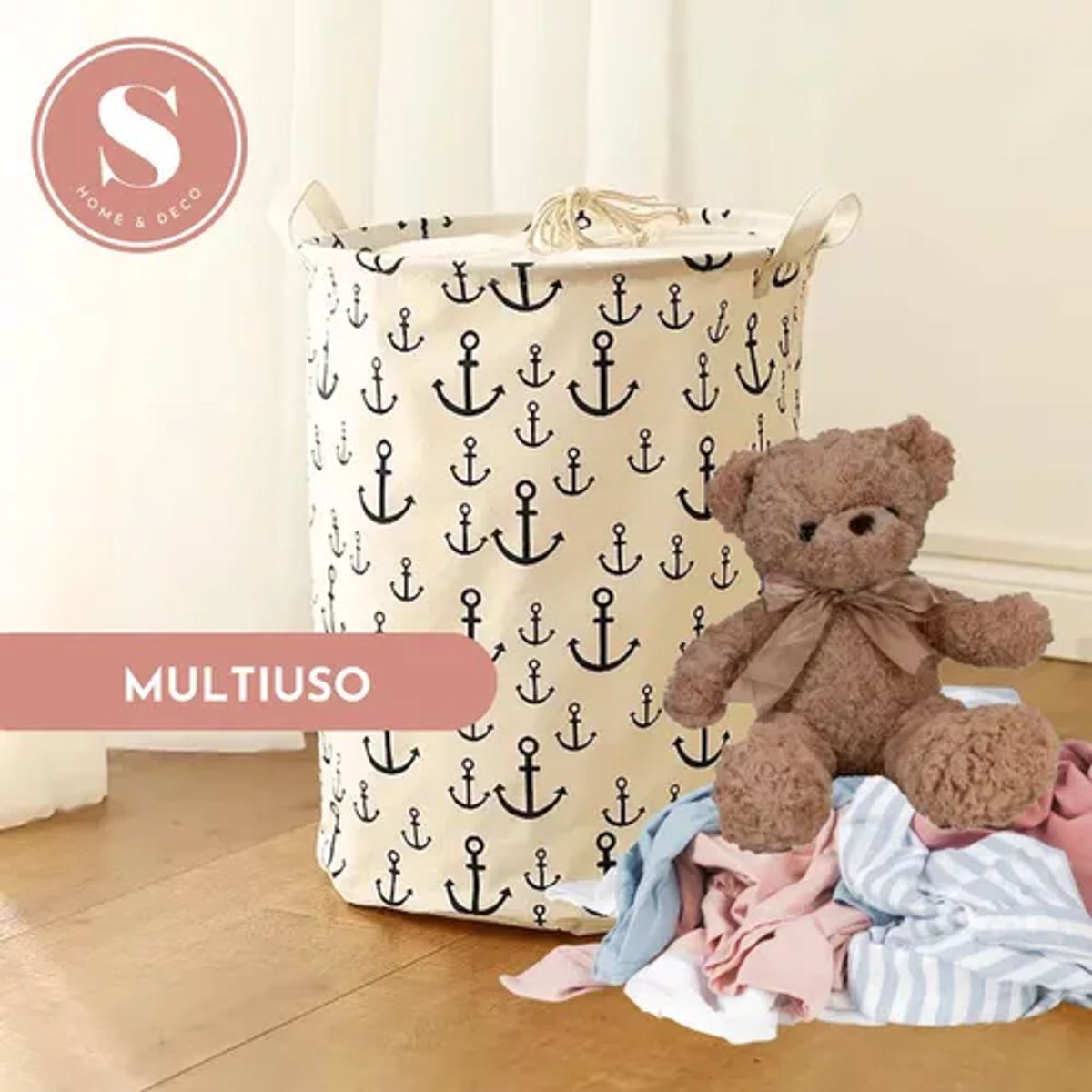 GENERICO - Canasto ropa sucia plegable diseño ancla