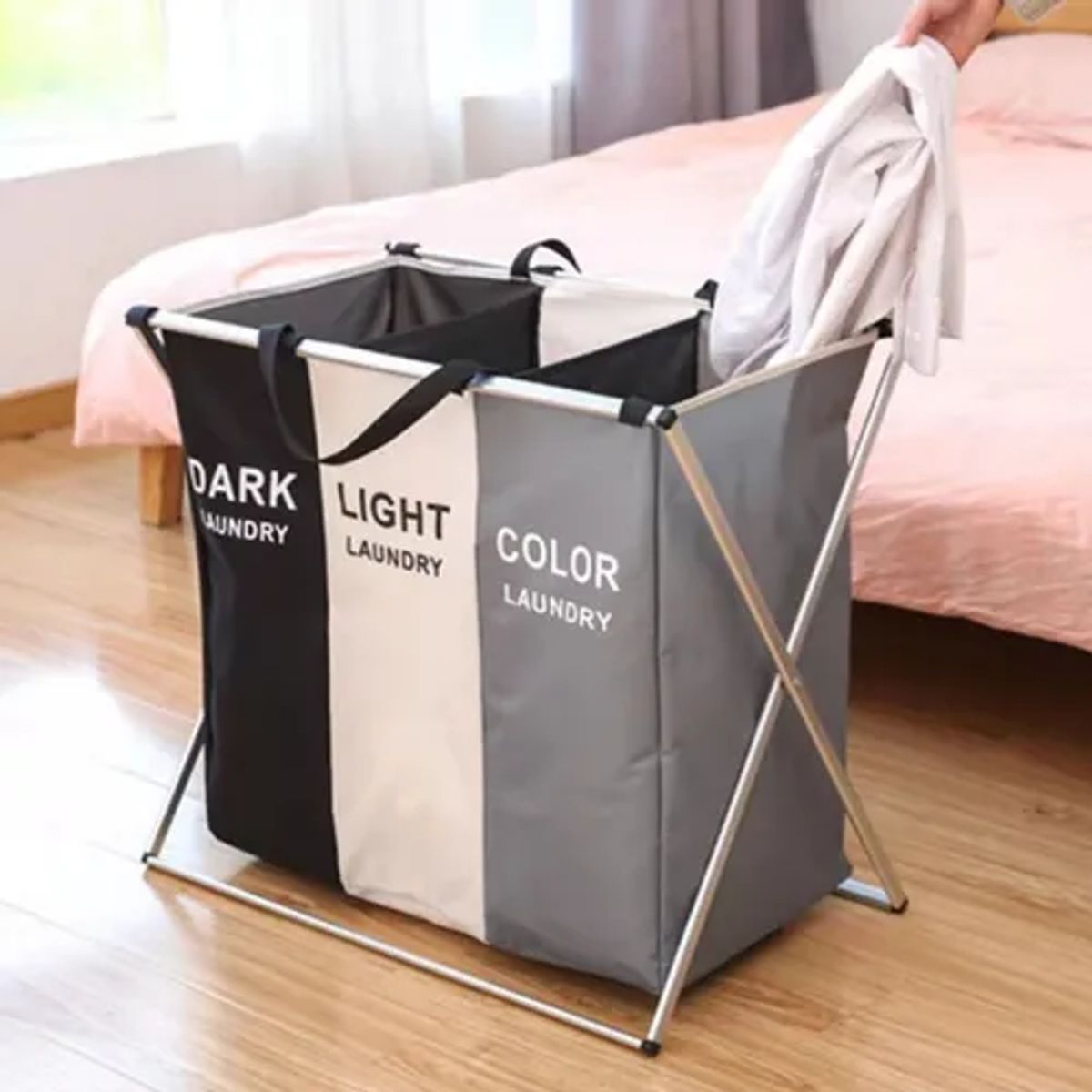 GENERICO - Cesto ropa sucia 3 compartimentos plegable