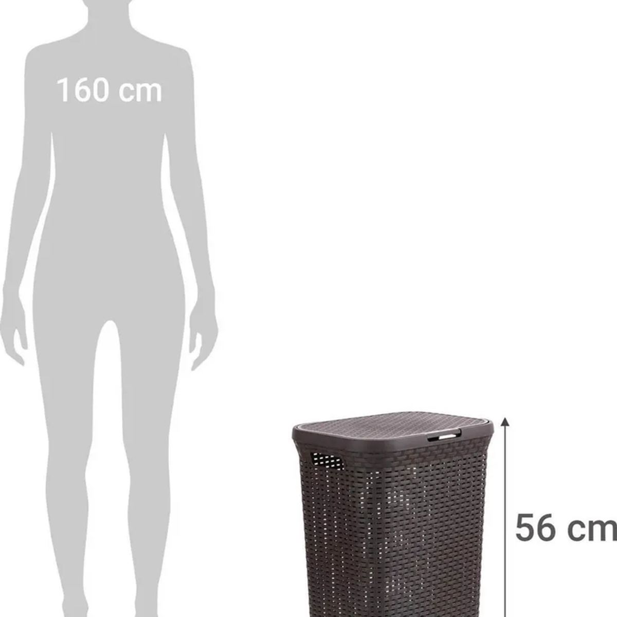 GENERICO - Canasto ropa 60l con tapa rattan resistente