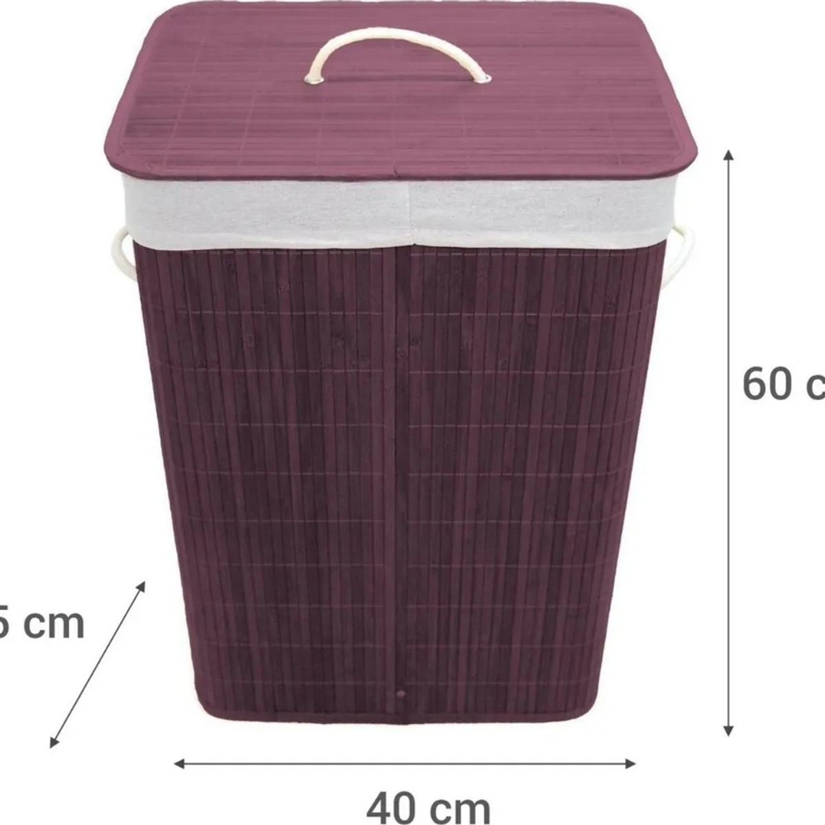 GENERICO - Cesto ropa rectangular bambú chocolate