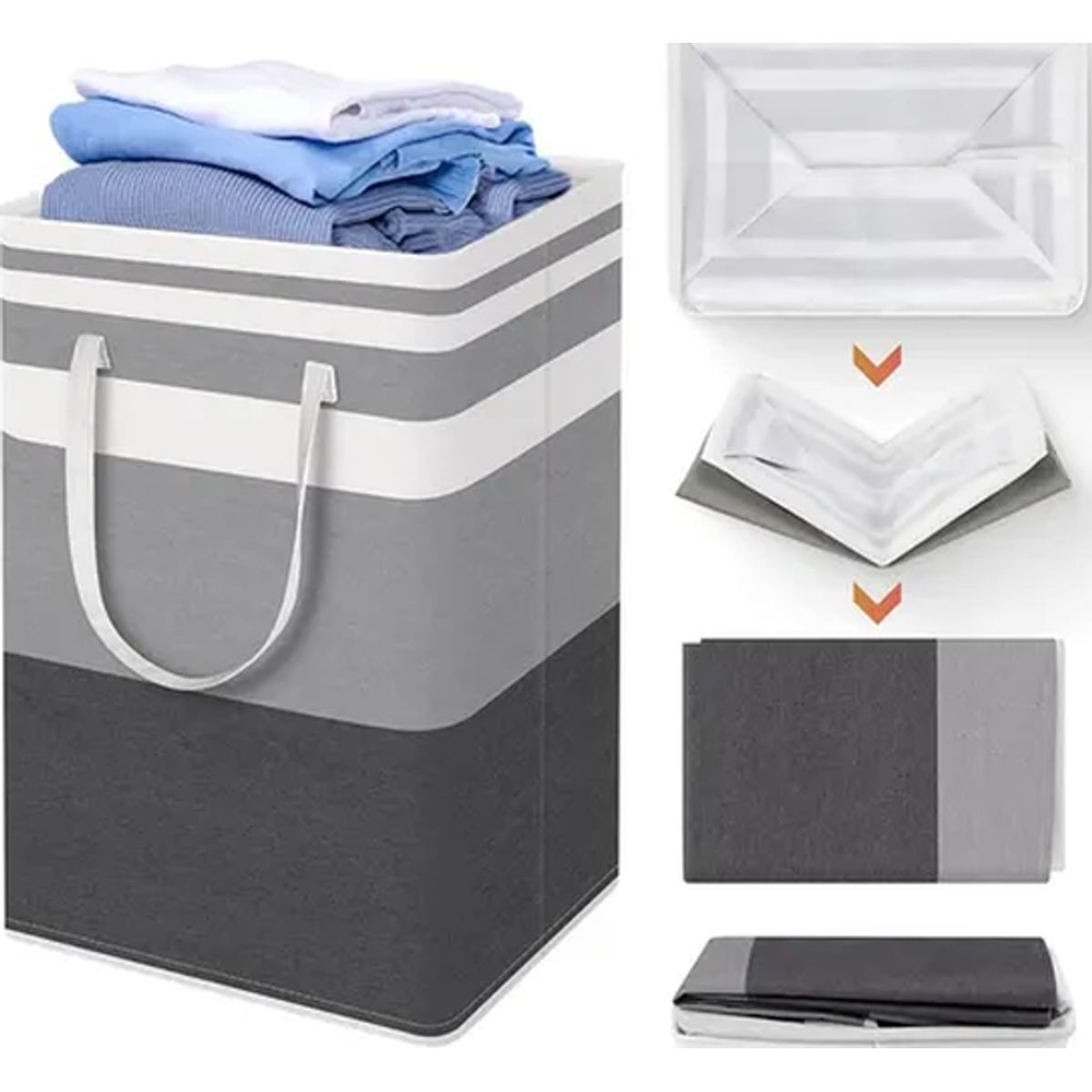 GENERICO - Pack 4 cestos ropa sucia plegables 2x75l + 2x5l