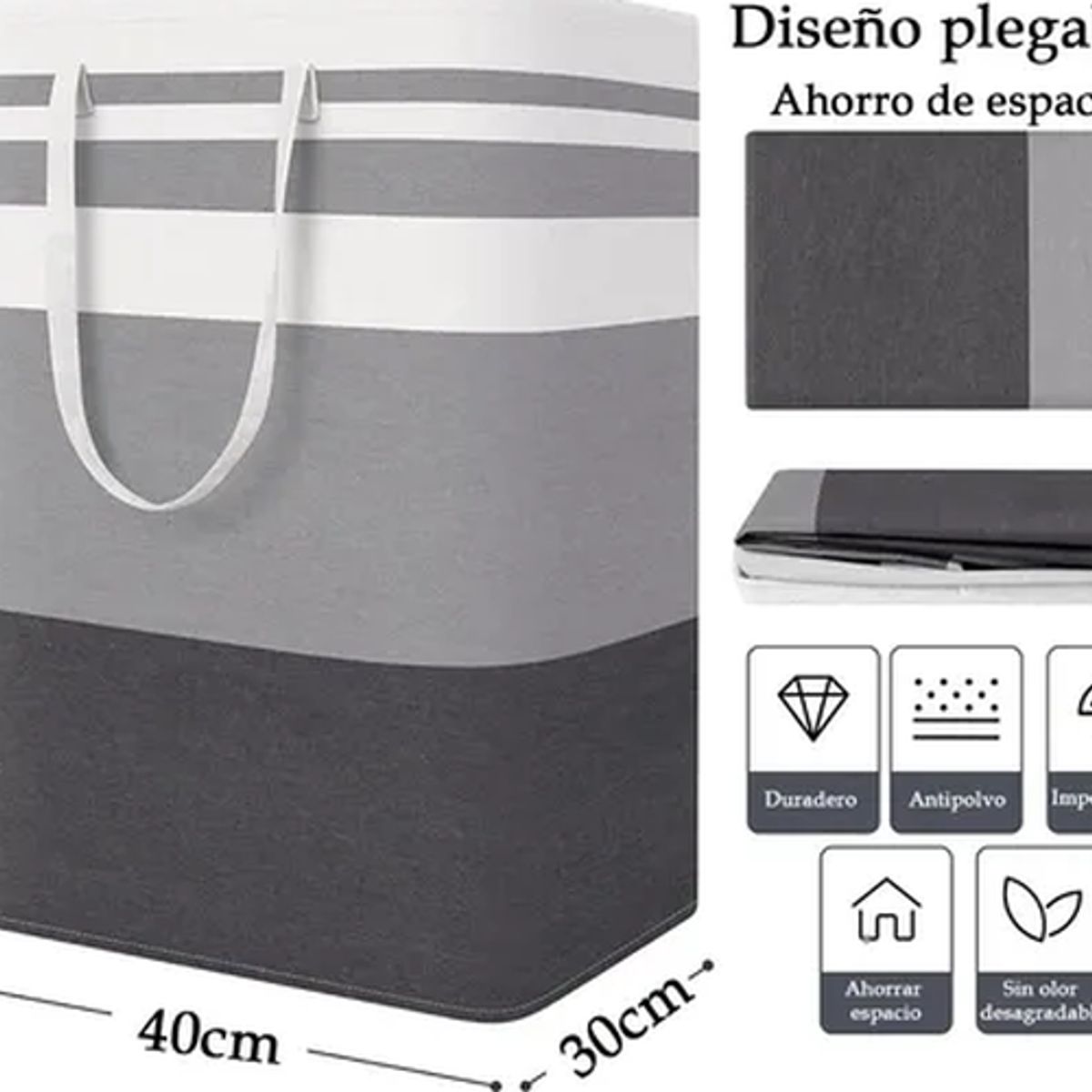 GENERICO - Pack 4 cestos ropa sucia plegables 2x75l + 2x5l