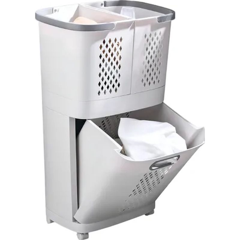 GENERICO - Cesta ropa con ruedas organizador gris Santu
