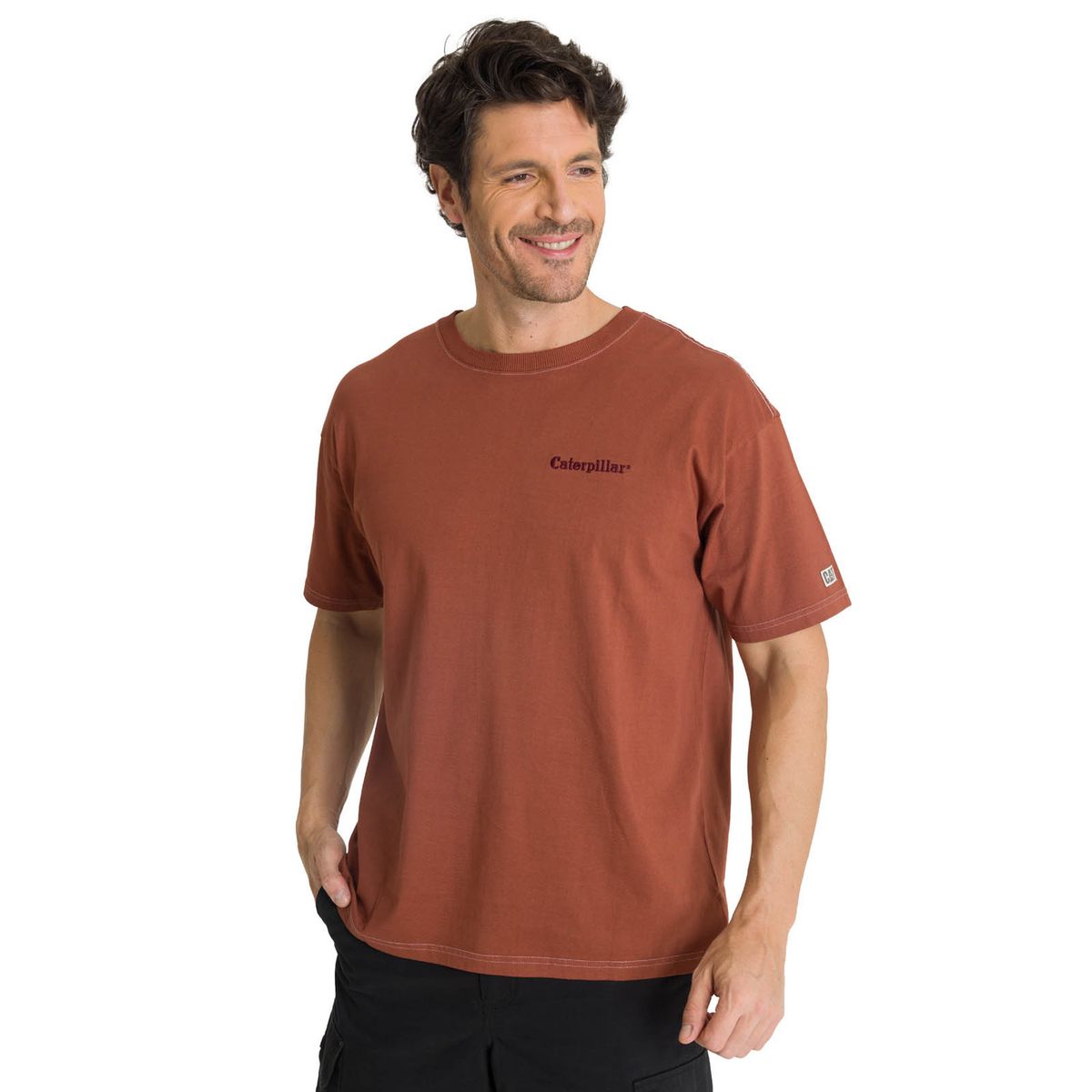 CAT - Polera Casual Hombre Heavyweight Relaxed Ladrillo CAT