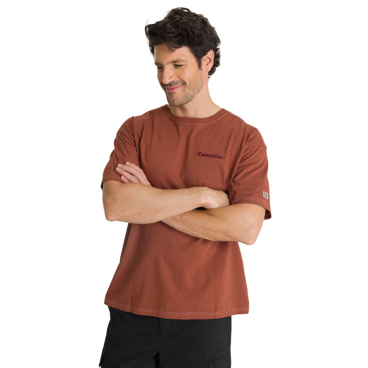 CAT - Polera Casual Hombre Heavyweight Relaxed Ladrillo CAT