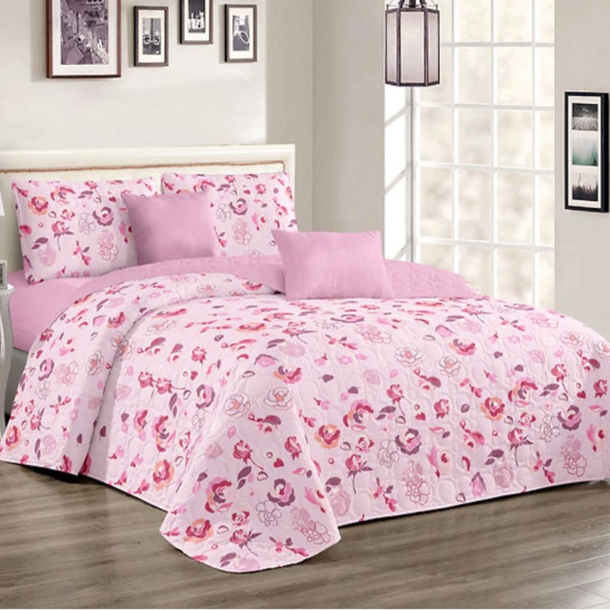 GENERICO - Quilt de Verano 2 Plazas Rosado Floral KFL694
