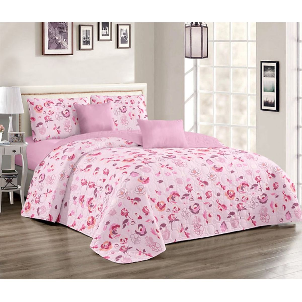 GENERICO - Quilt de Verano 2 Plazas Rosado Floral KFL694