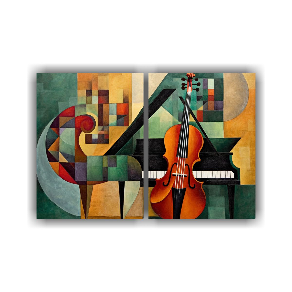 GENERICO - Cuadro Abstracto De Piano Y Violín En Colores 100x65 Cm
