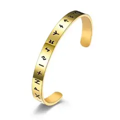 GENERICO - Pulsera Vikinga Runas Gold Black Hombre Moda