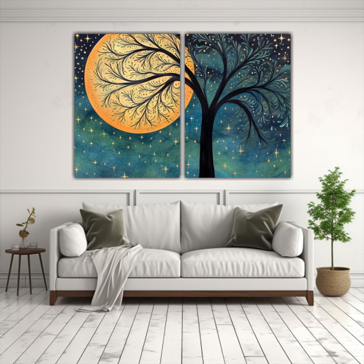 GENERICO - Cuadro Abstracto Rectangular Con La Luna Y 100x65 Cm