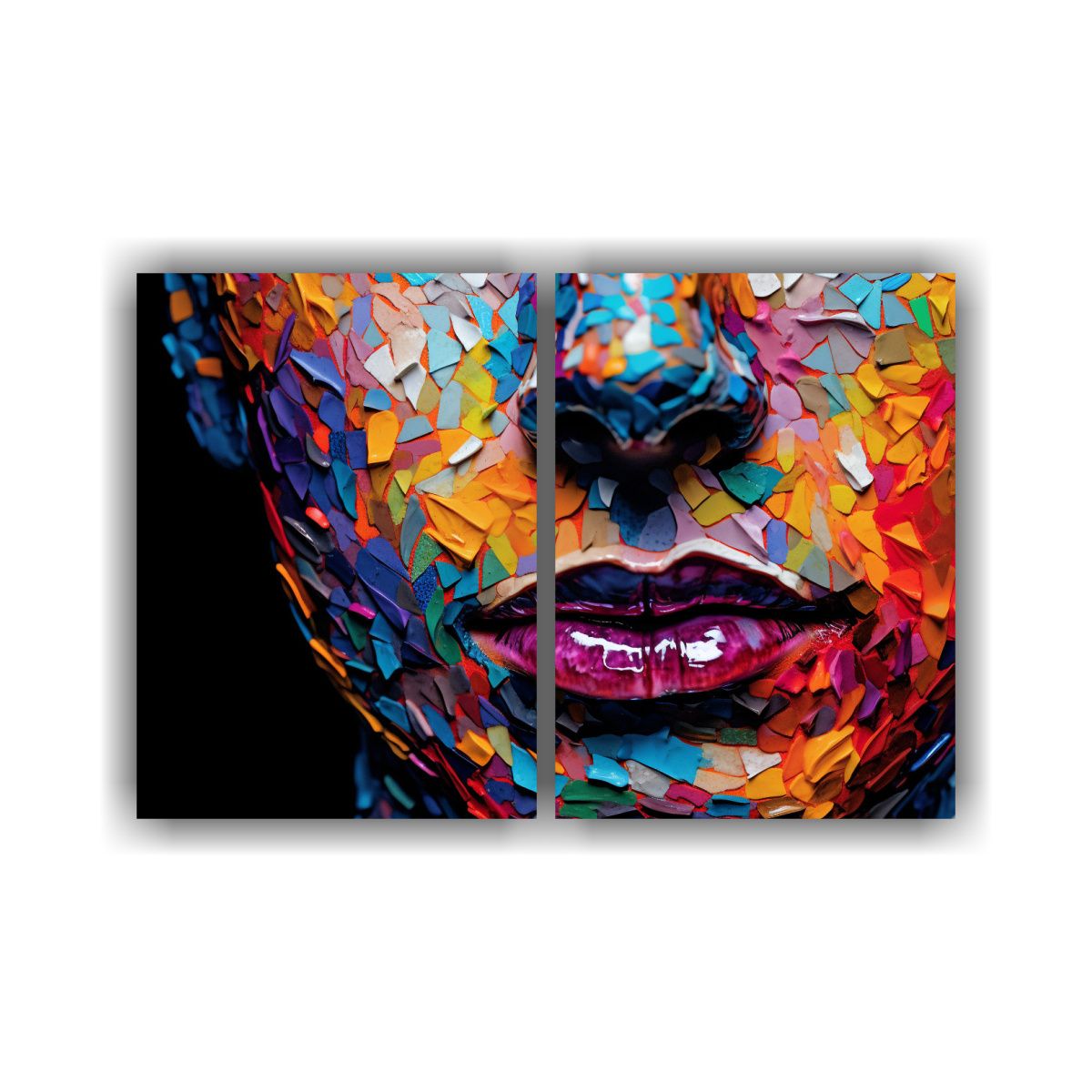 GENERICO - Retrato Humano Con Mosaico De Colores Vibrantes 100x65 Cm