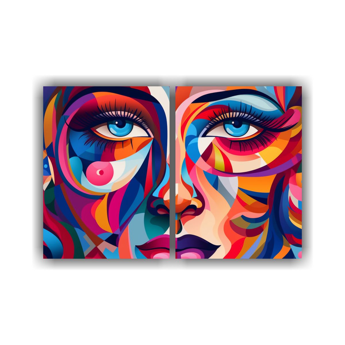 GENERICO - Cuadros Tela Estilo Galería Formas Superpuestas 100x65 Cm