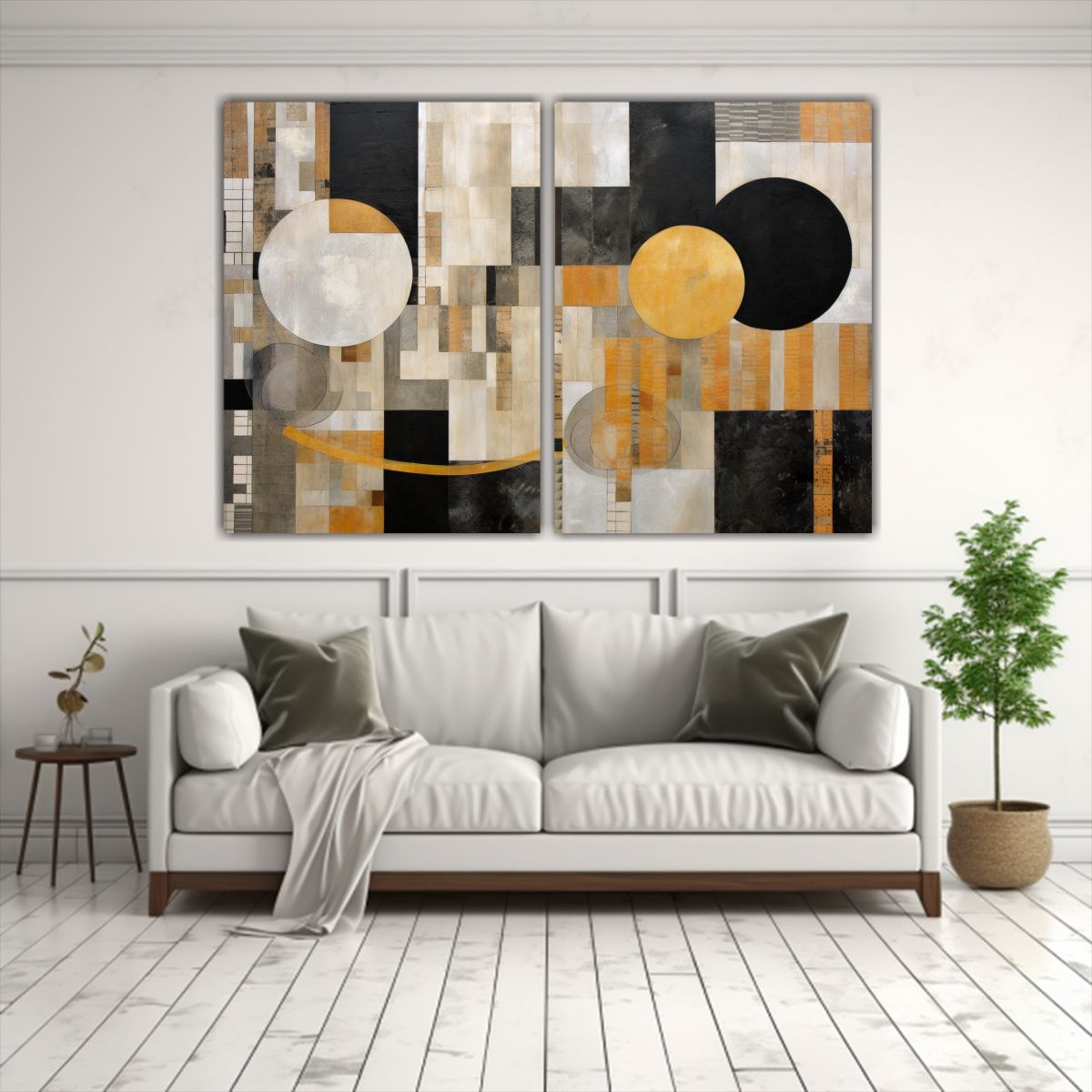 GENERICO - Pinturas Geométricas Texturizadas Con Impacto 100x75 Cm