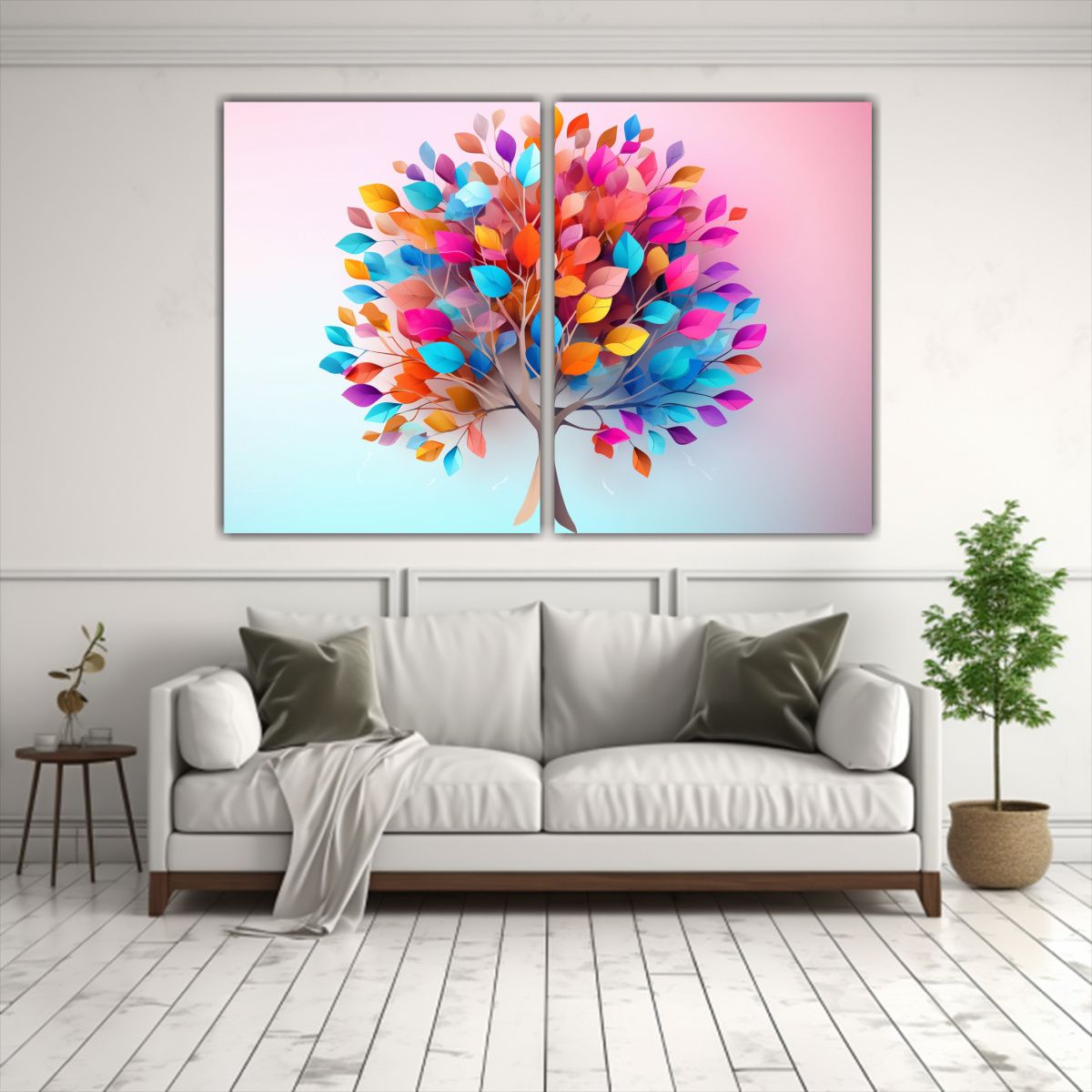 GENERICO - Cuadros Árbol Colorido Con Hojas En Ramas 100x65 Cm