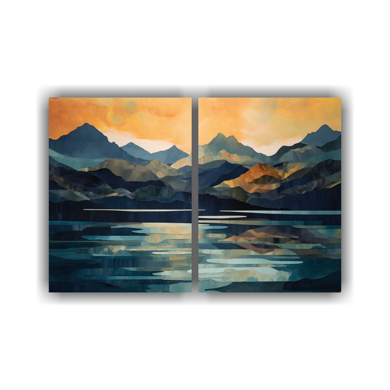 GENERICO - Pintura De Paisaje Montañoso Con Lago Al Fondo 100x75 Cm