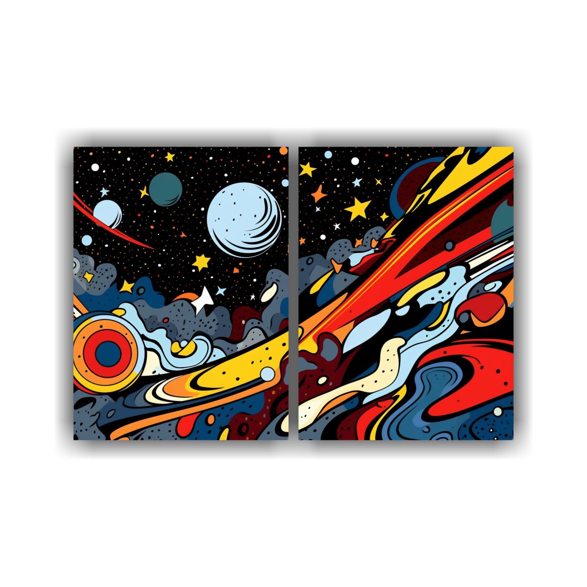GENERICO - Diptico Moderno Habitación Estilo Galaxy Escena 100x75 Cm