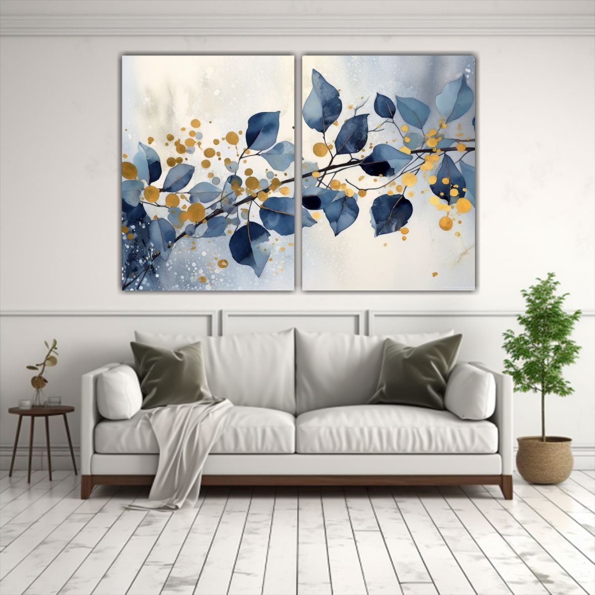 GENERICO - Pintura Acuarela Hojas Colores Suaves Conjunto 2 100x75 Cm