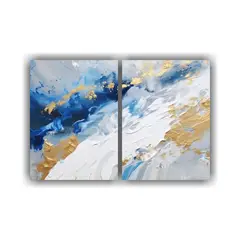 GENERICO - Pintura Abstracta Moderna En Azul Y Blanco Con 100x75 Cm