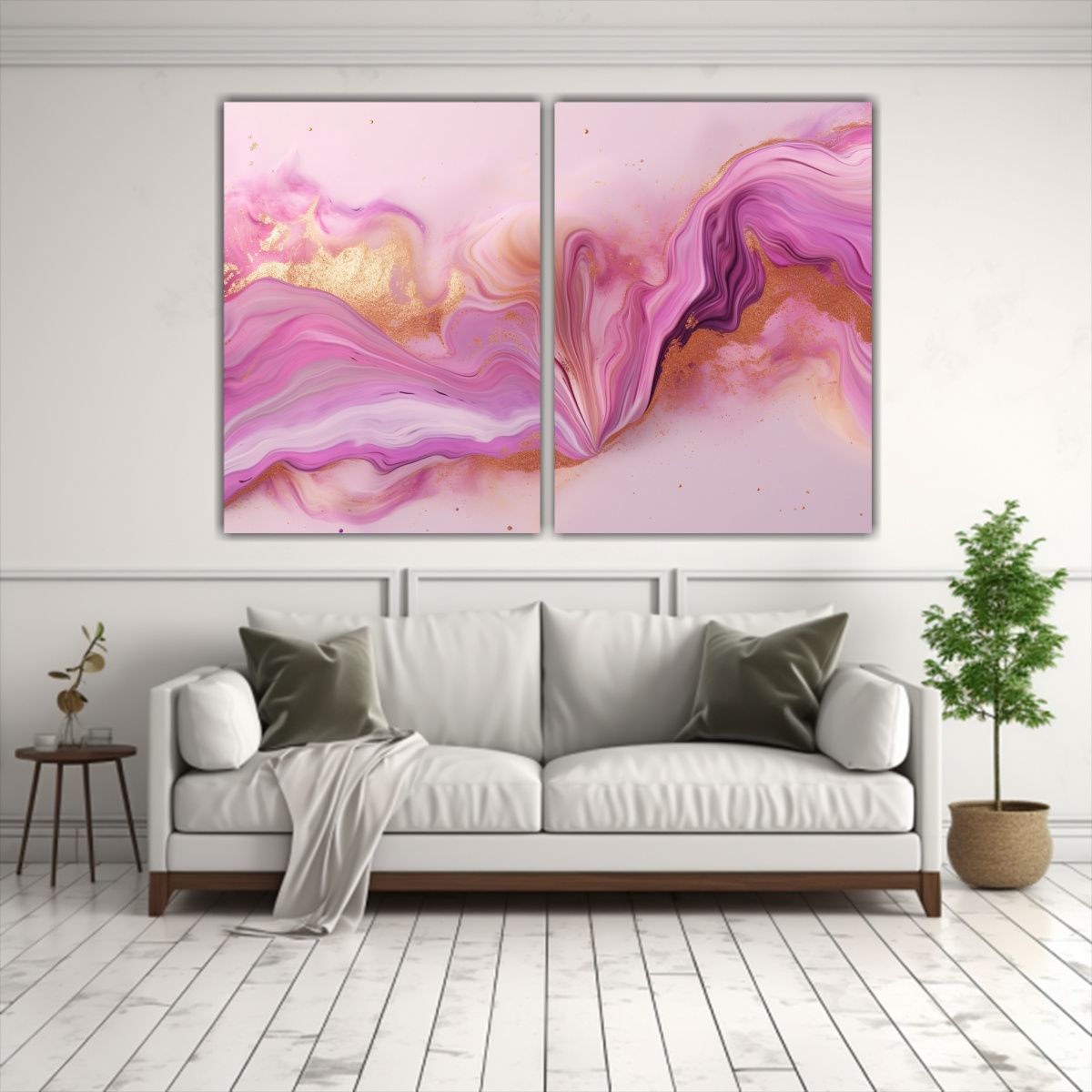 GENERICO - Cuadros Estilo Galería Fondo Mármol Rosa 100x75 Cm