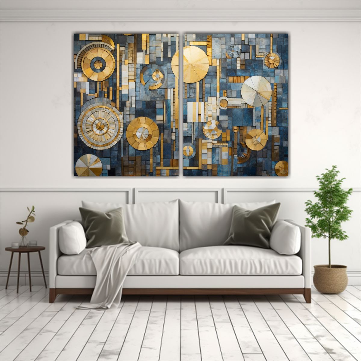 GENERICO - Cuadros Abstractos Vintage En Bastidor Arte Deco 100x65 Cm